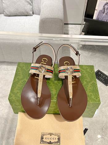 Gucci Brown Interlocking G Web Sandal