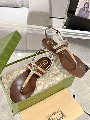 Gucci Brown Interlocking G Web Sandal - 5