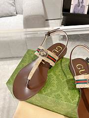 Gucci Brown Interlocking G Web Sandal - 4