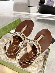 Gucci Brown Interlocking G Web Sandal - 3