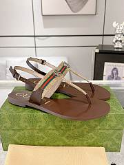 Gucci Brown Interlocking G Web Sandal - 2