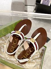 Gucci White Interlocking G Web Sandal - 5