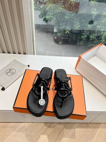 Hermes Gipsy Sandal Nappa Leather Black