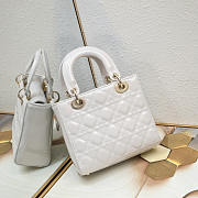 Dior Small Lady Dior Patent Leather White 20cm - 3