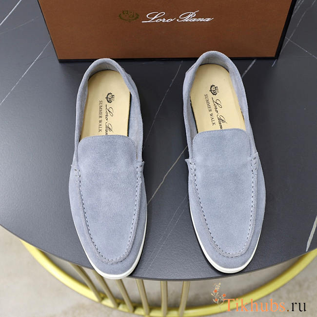 Loro Piana Suede Loafers Grey Blue - 1