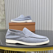 Loro Piana Suede Loafers Grey Blue - 4