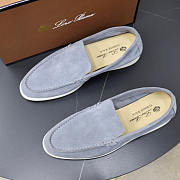 Loro Piana Suede Loafers Grey Blue - 3