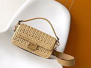 Fendi Baguette Sand Leather Interlaced Fiber Bag 27x15x6cm - 1