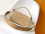 Fendi Baguette Sand Leather Interlaced Fiber Bag 27x15x6cm - 4