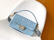 Fendi Baguette Light Blue Leather Interlaced Fiber Bag 27x15x6cm - 1