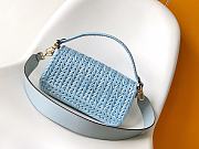 Fendi Baguette Light Blue Leather Interlaced Fiber Bag 27x15x6cm - 4