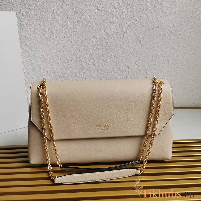 Prada Soft Beige Leather Shoulder Bag 35x18x10.5cm - 1