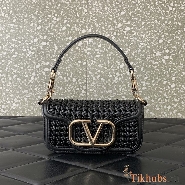 Valentino Alltime Foldover Top Shoulder Bag Black 19x10.5x5cm - 1