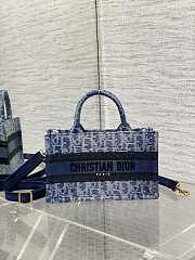 Dior Mini Book Tote Blue Denim Oblique Jacquard 21.5x13x7.5cm - 1