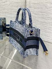 Dior Mini Book Tote Blue Denim Oblique Jacquard 21.5x13x7.5cm - 3