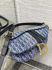 Dior Saddle Bag Strap Blue Denim Oblique 25.5 x 20 x 6.5 cm - 3