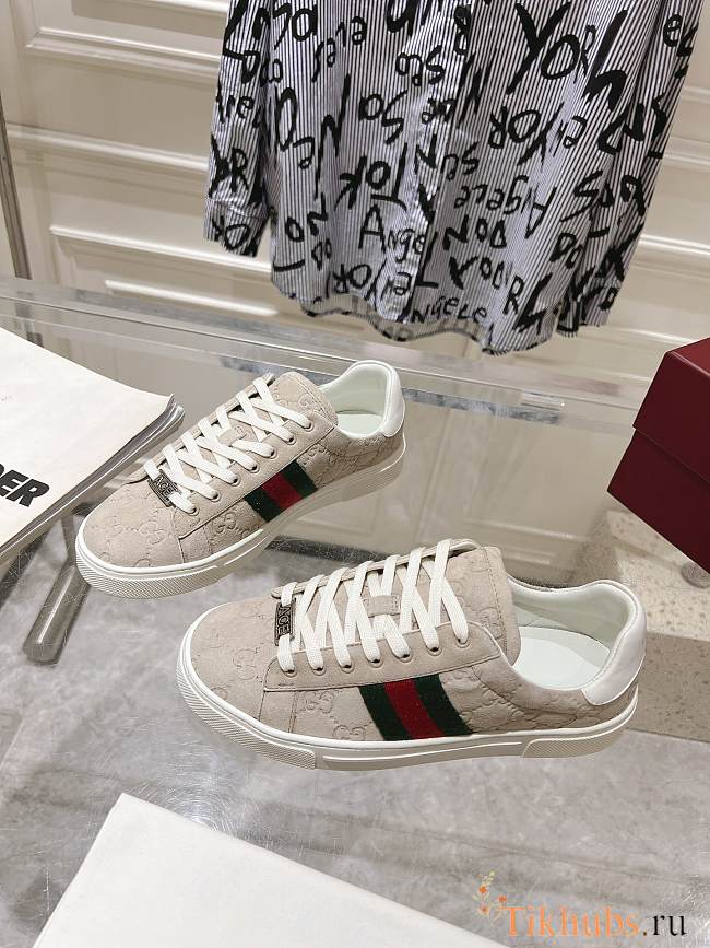 Gucci Ace Sneaker Web Beige Suede  - 1