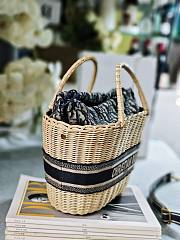 Dior Hat Basket Bag Natural Wicker Blue 35 x 20.5 x 11 cm - 5