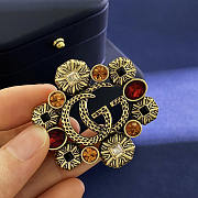 Gucci GG brootch Brooch With Crystal Aging Gold - 1