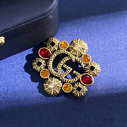 Gucci GG brootch Brooch With Crystal Aging Gold - 2