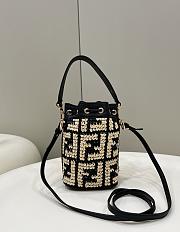 Fendi Mon Tresor Raffia Mini Bag Black 18x12x10cm - 5