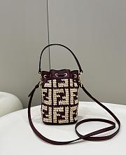 Fendi Mon Tresor Raffia Mini Bag Red Wine 18x12x10cm - 2