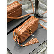 YSL Calfskin Monogram Lou Camera Bag Cinnamon 23x16x6cm - 3