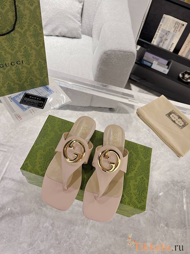 Gucci Pink Blondie Leather Sandal - 1