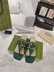 Gucci Green Blondie Leather Sandal - 1