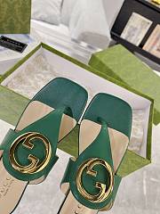 Gucci Green Blondie Leather Sandal - 4