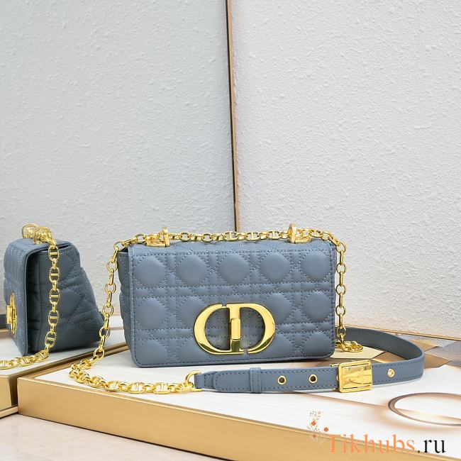 Dior Small Caro Bag Blue Gold 21x13x8cm - 1