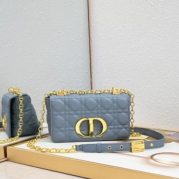 Dior Small Caro Bag Blue Gold 21x13x8cm