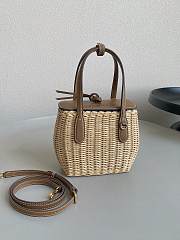 Miu Miu Wicker Leather Handbag Tan 19x14.5x9.5cm - 5