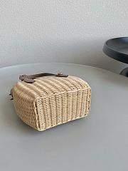 Miu Miu Wicker Leather Handbag Tan 19x14.5x9.5cm - 4