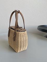 Miu Miu Wicker Leather Handbag Tan 19x14.5x9.5cm - 3