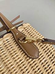 Miu Miu Wicker Leather Handbag Tan 19x14.5x9.5cm - 2