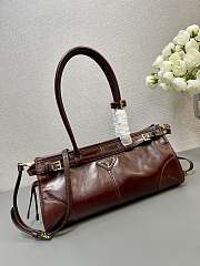 Prada Medium Leather Handbag Dark Brown 32x15.5x12cm - 5