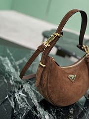 Prada Arqué Suede Shoulder Bag Cocoa Brown 22.5x18x5x6cm - 2