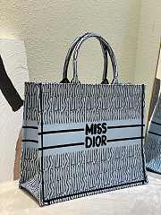 Dior Large Book Tote Pale Blue Black Allover 42cm - 6