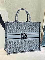 Dior Large Book Tote Pale Blue Black Allover 42cm - 3