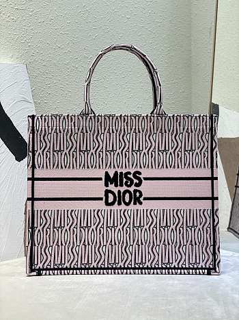 Dior Large Book Tote Pale Pink White Allover 42cm