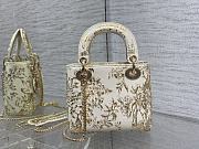 Dior Lady Bag White Calfskin Printed Bead D’Hiver 17cm - 3