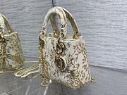 Dior Lady Bag White Calfskin Printed Bead D’Hiver 17cm - 2