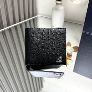 Prada Saffiano Leather Wallet Black 11x9.5cm