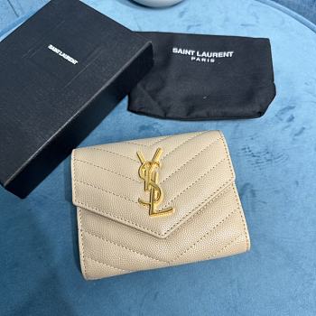 YSL Small Envelope Wallet Beige Gold 13x9x3cm