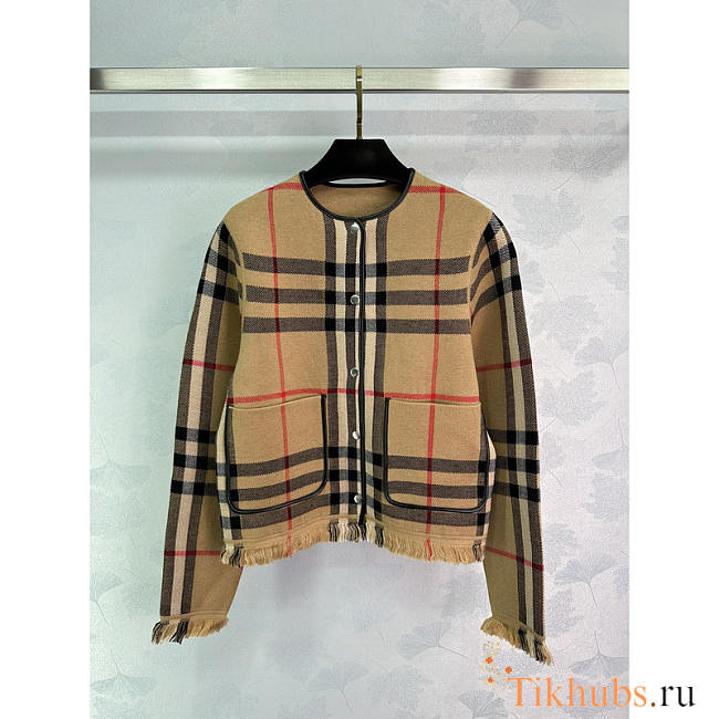 Burberry Vintage-Check Bouclé Collarless Jacket - 1