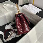 Chanel Coco Handle Bag Red Wine Lambskin Gold 23cm - 6