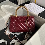 Chanel Coco Handle Bag Red Wine Lambskin Gold 23cm - 4