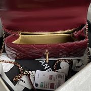 Chanel Coco Handle Bag Red Wine Lambskin Gold 23cm - 2