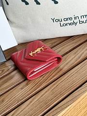 YSL Small Envelope Wallet Red Gold 13x9x3cm - 4